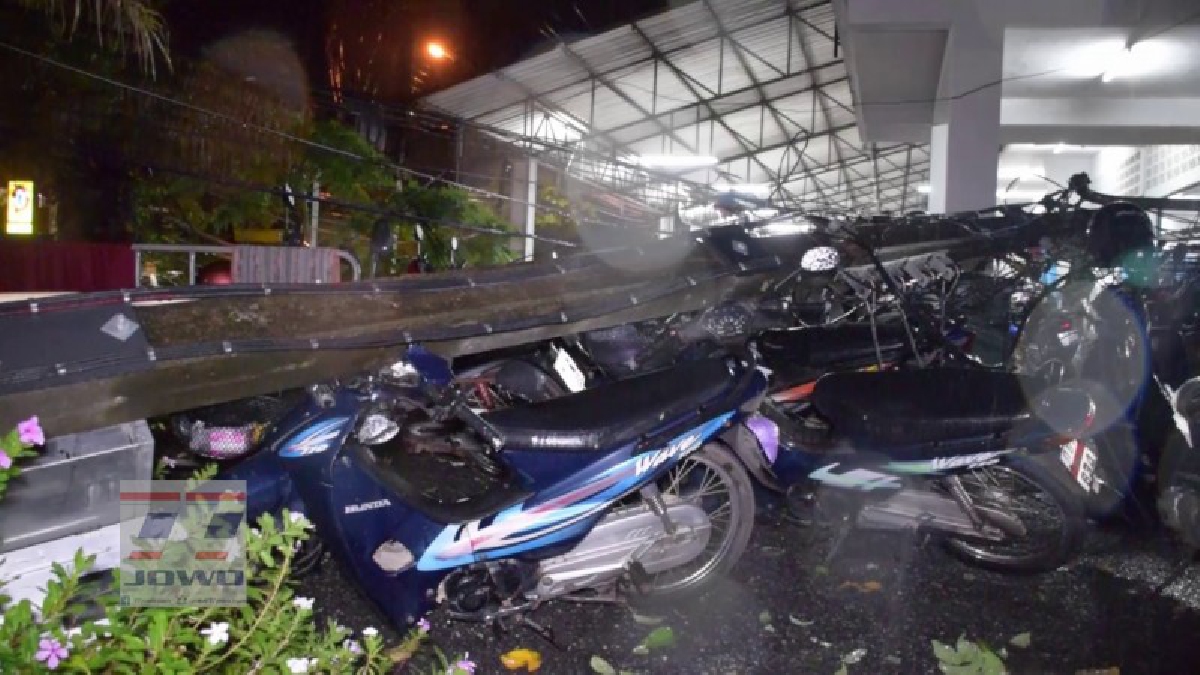 พังพินาศ!! พายุฝนกระหน่ำเขตเทศบาลนครตรัง ต้นไม้ใหญ่หักทับเสาไฟฟ้า ล้มฟาดรถยนต์และจยย.เสียหายระนาว ไฟดับทั้งเมือง (มีคลิป)