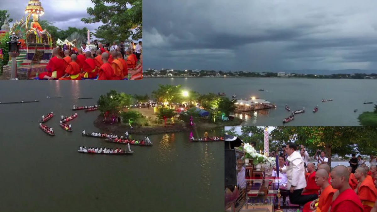 หนึ่งเดียวในโลก!!สุดคึกคัก!!รองนายกฯนำพุทธศาสนิกชนและนักท่องเที่ยวจำนวนมากเวียนเทียนทางน้ำรอบวัดเก่าแก่กลางกว๊านพะเยาในคืนวันอาสาฬหบูชา
