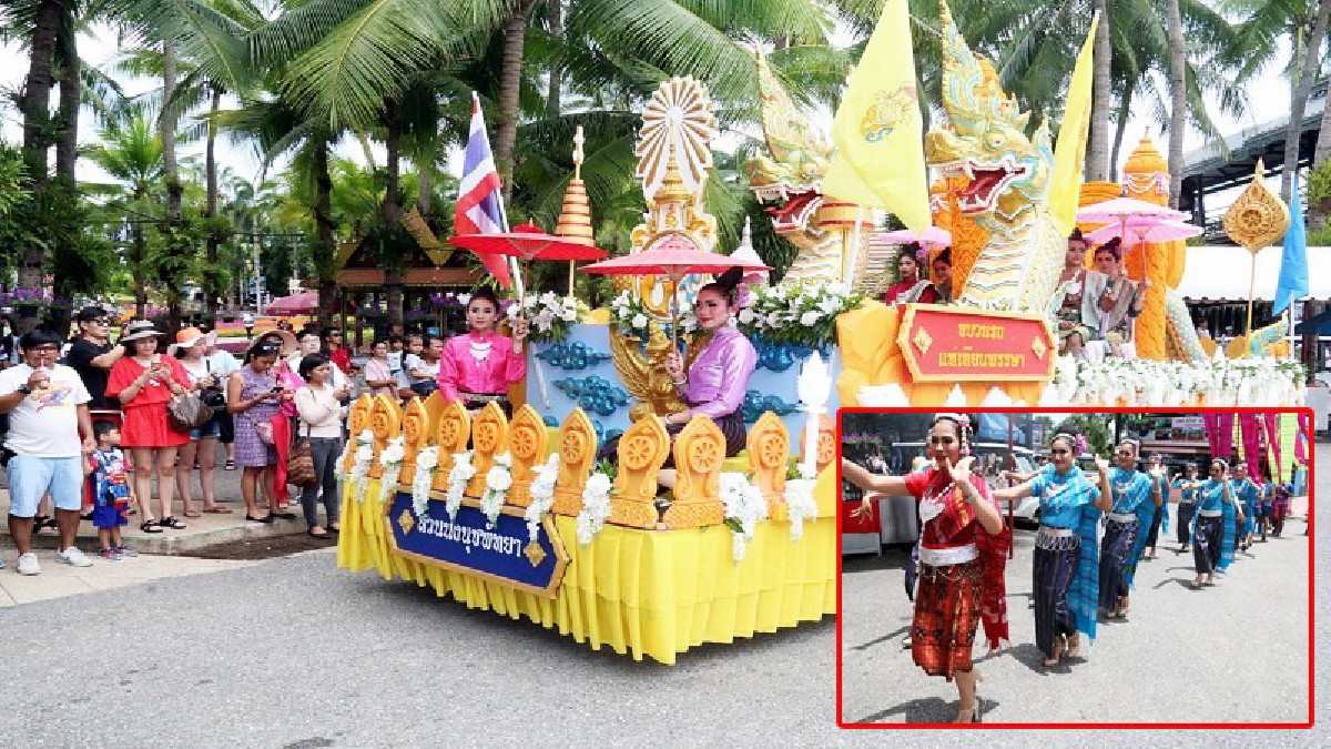 สุดตระการตา!! สวนนงนุชพัทยา แห่เทียนยักษ์เข้าพรรษา สูงกว่า 2 เมตร ท่ามกลาง นทท.ทั้งชาวไทยและชาวต่างชาติ นับพันคนเข้าร่วมชมความงาม (มีคลิป)