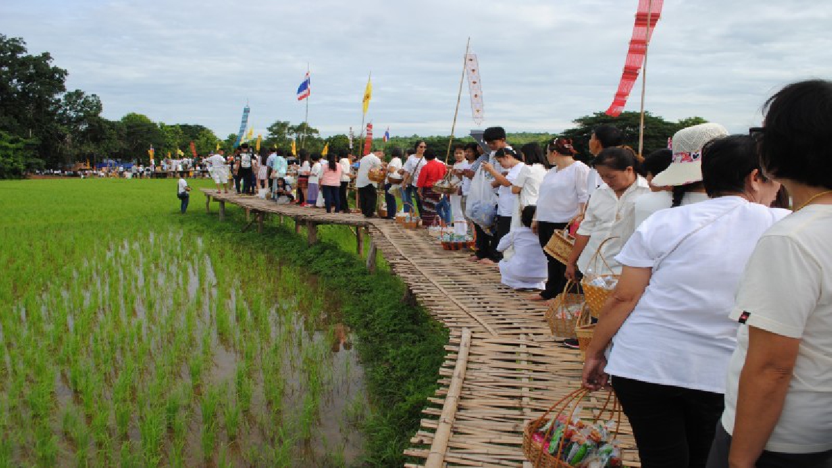 พลังแห่งบุญ!! ชาวลำปางกว่า 2,000 คน ร่วมทำบุญตักบาตรบนสะพานบุญ(ขัวแตะ) ยาวกว่า 360 เมตร ในเทศกาลเข้าพรรษา (คลิป)