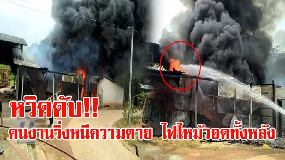 วินาทีระทึกขวัญ!! คนงานวิ่งหนีตายกันสุดชีวิต หลังไฟไหม้ "โรงรมยางพารา" ทำเอาหวาดกลัวกันอีกนาน วอดทั้งหลัง เสียหายกว่า 3 ล้านบาท!? (ชมคลิป)