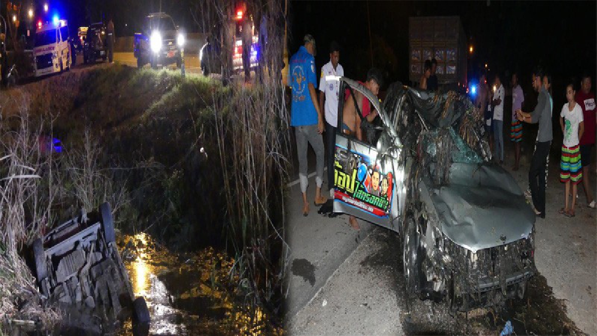 สุดระทึก!! พ่อค้าไส้กรอก ขับเก๋งหักหลบจยย.ตัดหน้า เสียหลักพุ่งตกคูน้ำ เดชะบุญชาวบ้านเข้าช่วยรอดชีวิตหวุดหวิด