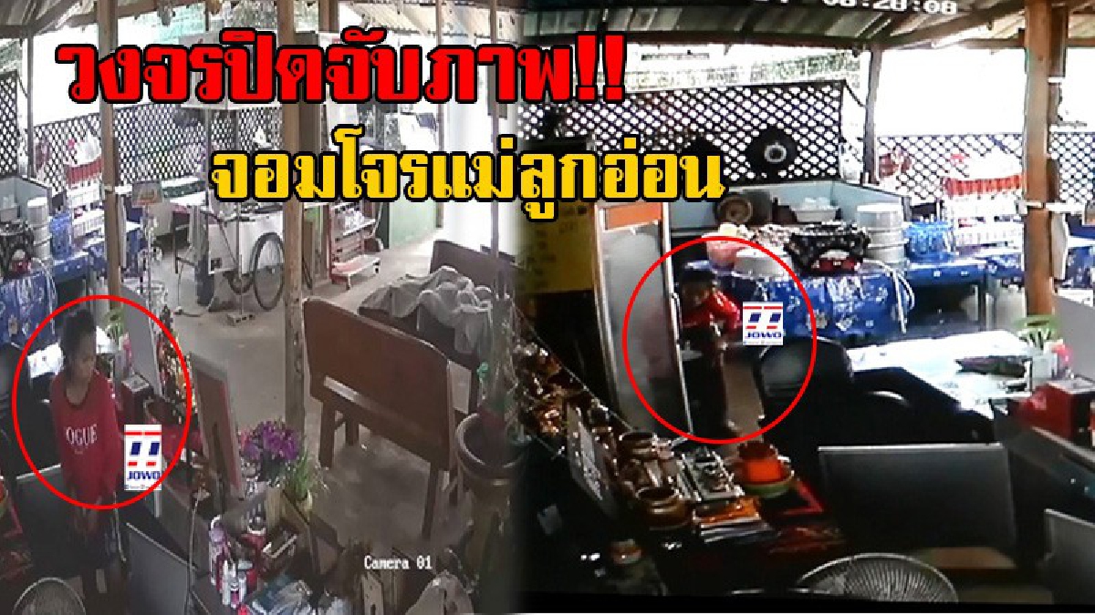 ตีนแมวแม่ลูกอ่อน!! คนร้ายบุกขโมยของในร้านอาหารตามสั่ง กลางวันแสกๆอย่างใจเย็น ลูกวิ่งเดินเล่นไปมาสบายใจ ก่อนจะกวาดของในตู้แช่แทบเกลี้ยง