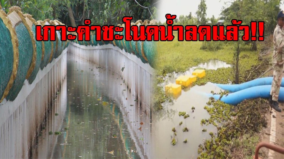 น้ำลดลงแล้ว!! เจ้าหน้าที่เร่งระบายน้ำออกจาก "เกาะคำชะโนด" นำเครื่องสูบน้ำขนาดใหญ่ ติดตั้ง 5 จุด เตรียมบิ๊กคลีนนิ่งเดย์ (ชมคลิป)