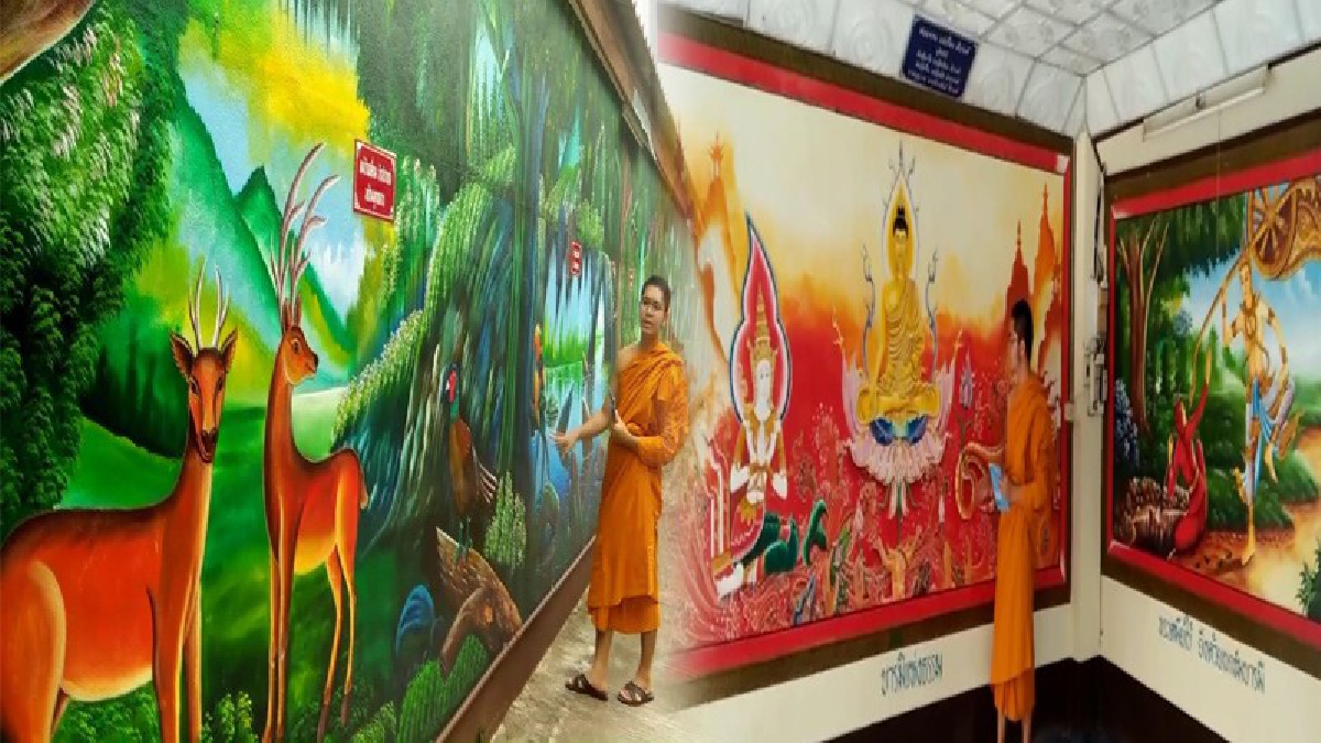 สุดทึ่ง!! หนึ่งเดียวในพะเยา..พระวาดภาพหลักธรรมคำสอน-สัตว์ป่า-ธรรมชาติ ติดฝาผนังกำแพงวัด อย่างวิจิตรตระการตา บอกเลย..ฝีมือล้วนๆ (มีคลิป)