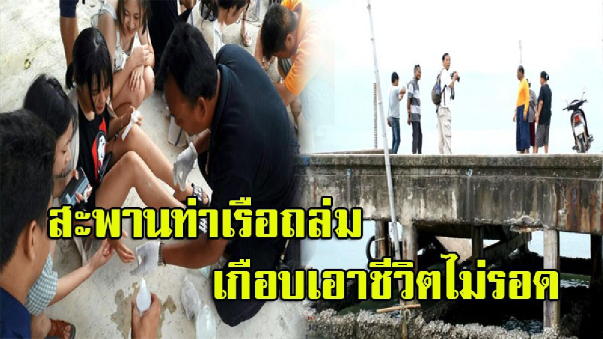 เสียงกรี๊ดสนั่น!! สะพานท่าเรือทรุดตัวพังถล่ม คณะครู-นักศึกษาม.ดัง ร่วงทะเล เจ็บกว่า 10 ราย เคราะห์ดีชาวประมงโดดช่วยทันเวลา (มีคลิป)