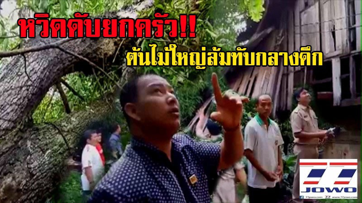 พายุฝนลมหมุน!! ซัดกลางดึก หอบต้นไม้ใหญ่อายุ 150 ปี ล้มครืนถล่มทับบ้านชาวบ้าน 3 หลังรวด หนีตายอลหม่าน หวิดดับยกครัว อีกกว่าหลาย 10 ชีวิต!?