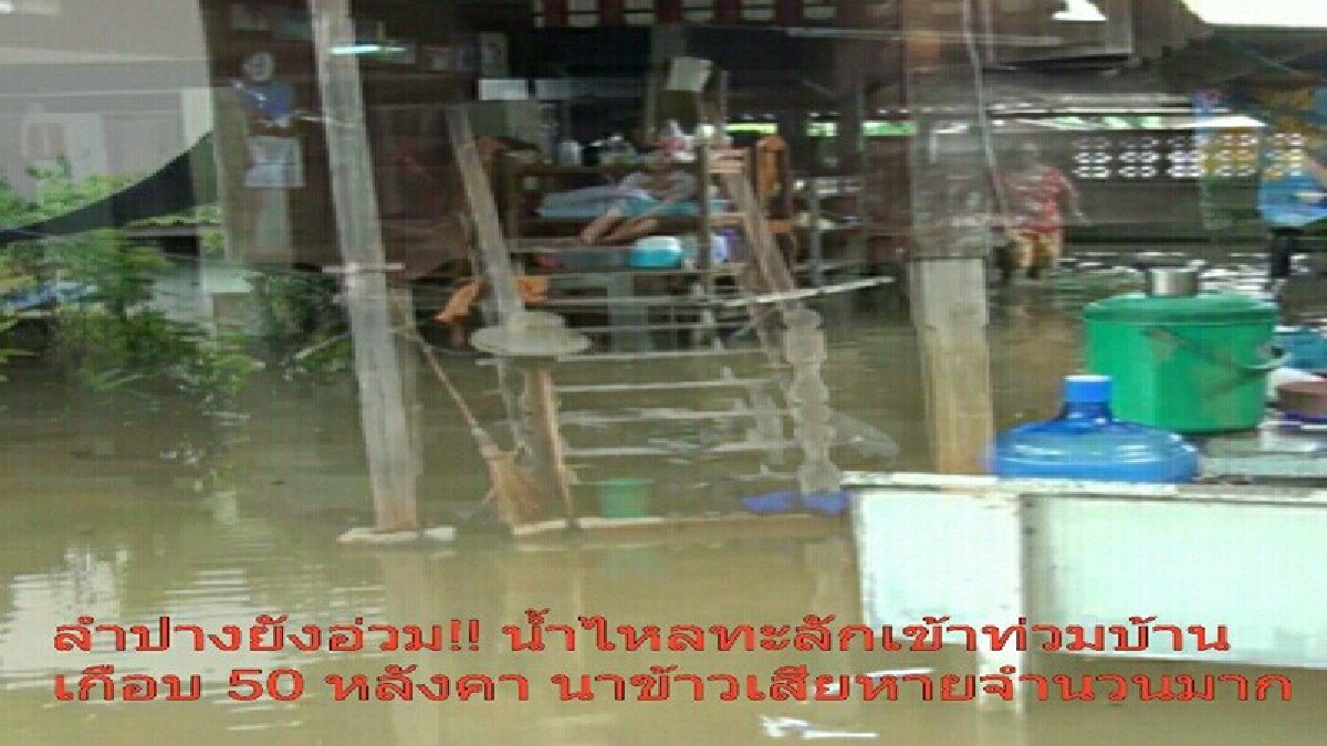 ลำปางยังอ่วม!! ฝนยังตกหนัก น้ำยังไหลท่วมบ้านเรือนอย่างต่อเนือง บ้านเรือนประชาชนได้รับความเสียหายหนัก (มีคลิป)
