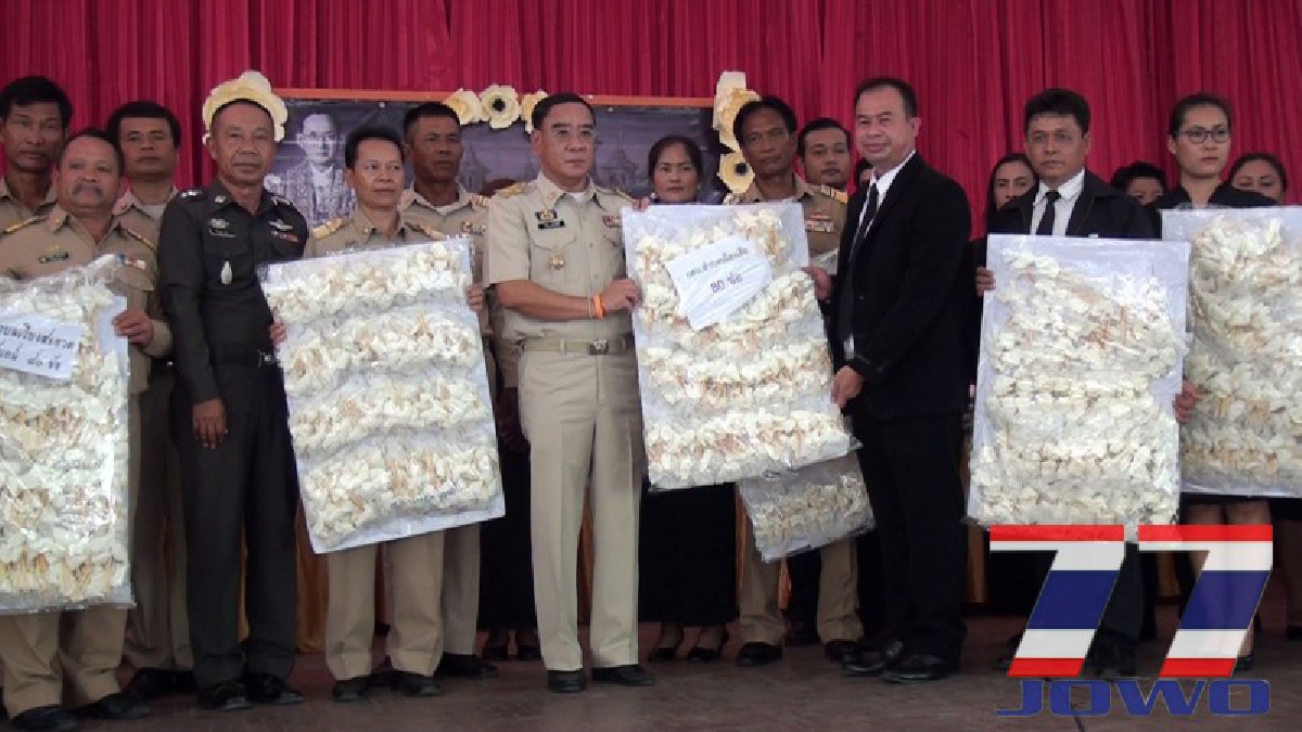 กศน.อำเภอพยัคฆภูมิสัยส่งมอบดอกไม้จันทน์พระราชทานจำนวน 12,762&nbsp; ช่อ ให้แก่ อำเภอพยัคฆภูมิพิสัยนำไปประกอบพิธีพระราชพิธีถวายพระเพลิงพระศพฯ