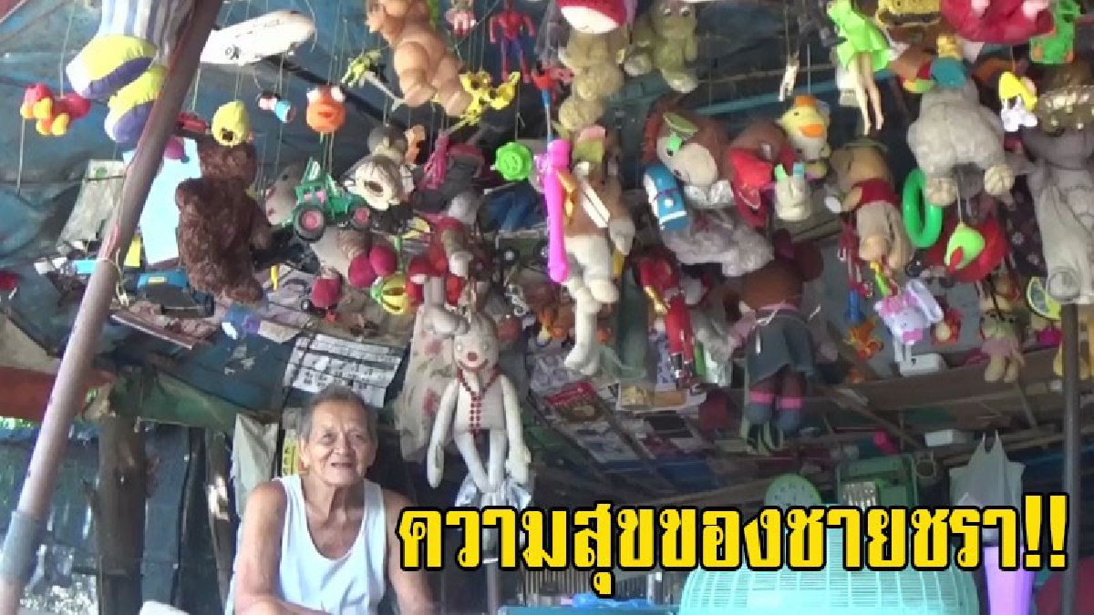 ความสุขของชายชรา!! คุณตาวัย 88 ปี เก็บตุ๊กตาของเล่นลูกหลานกว่า 100ชิ้น มาประดับตกแต่งบ้าน แขวนประดับนอนดูสร้างความสุขให้ตัวเองและคนผ่านไปมา