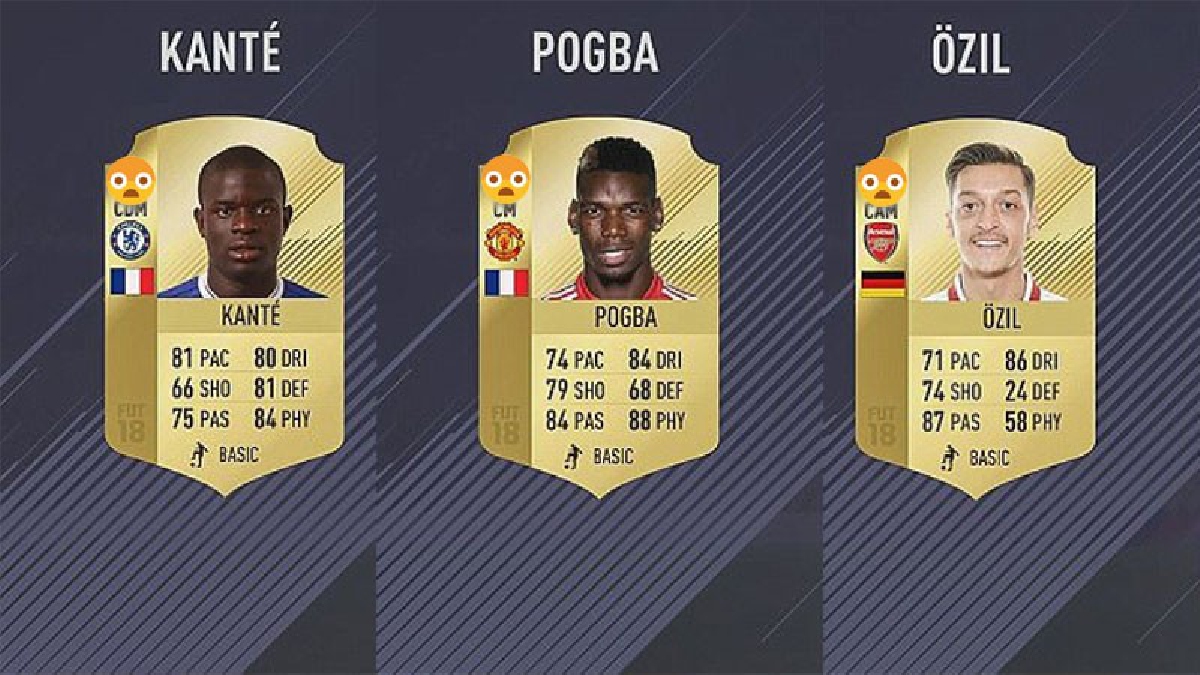คอเกม ฟีฟ่า18 งงเมื่อเทียบค่าพลัง โอซิล, ก็องเต้, ป๊อกบา