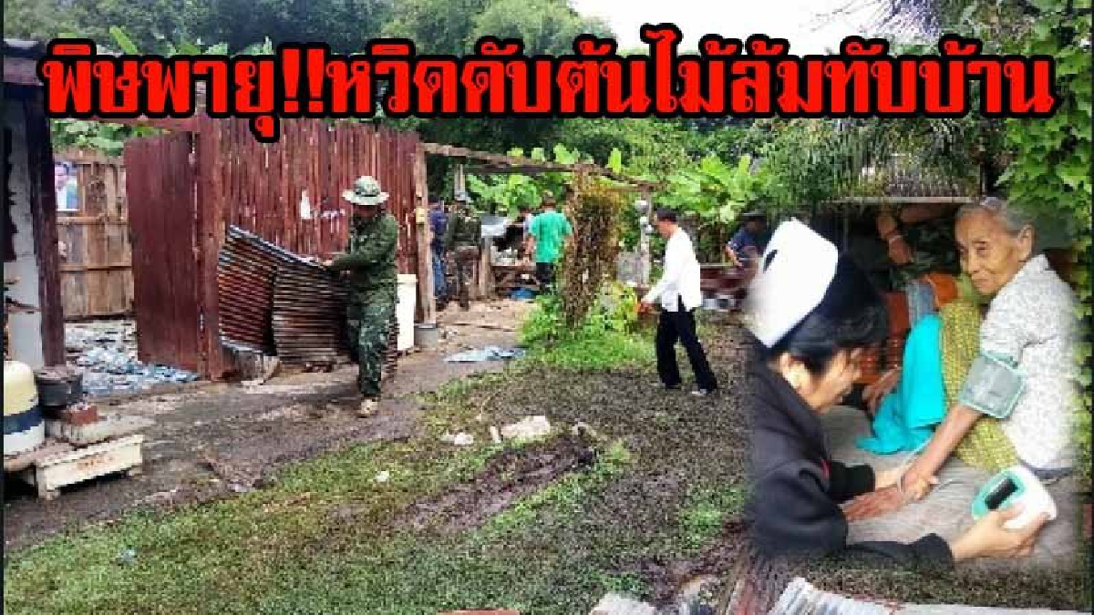พิษพายุกระหน่ำอีกระลอก!!! พัดต้นตาลหักใส่บ้าน 2แม่ลูกหวิดดับ ทหารรีบรุดเข้าช่วยเหลือ (มีคลิป)