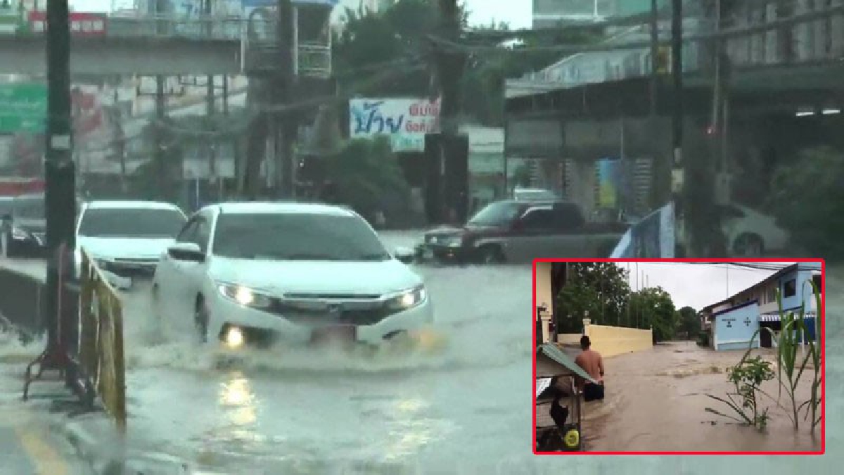 อ่วมทั้งเมืองชล..! ฝนตกถล่มนาน 3 ชม. ทำน้ำท่วมทั้งเมือง สูงกว่า 1 เมตร ชาวบ้านผวา..รีบขนของหนีน้ำ (ดูคลิป)