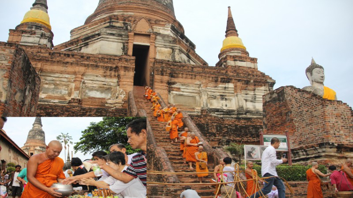 ชาวพุทธกรุงเก่า... แห่ทำบุญตักบาตรเทโวโรณะ วัดใหญ่ชัยมงคลเอก รังสิโรจน์ พระเอกช่อง7 โผล่ร่วมงานตักบาตรวัดเสนาสนาราม