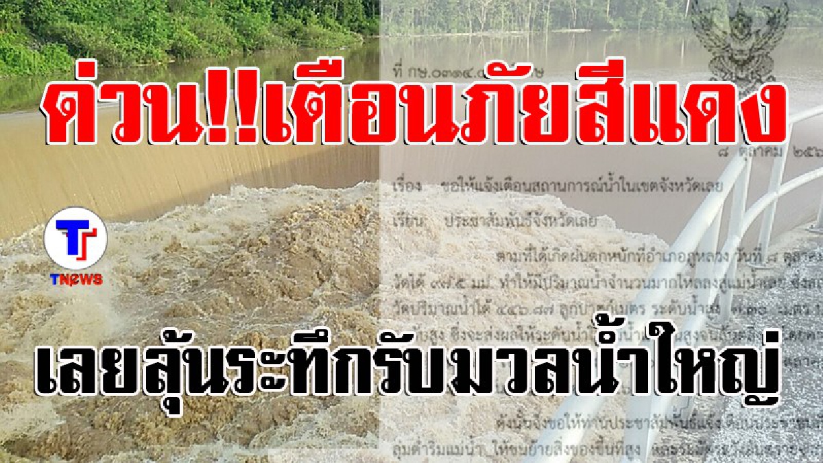 #ด่วน ..! ชลประทานประกาศเตือนภัยสีแดง เตรียมรับมือน้ำก้อนใหญ่จากภูหลวง คาดท่วมเมืองเลยรอบ 4 (ดูคลิป)