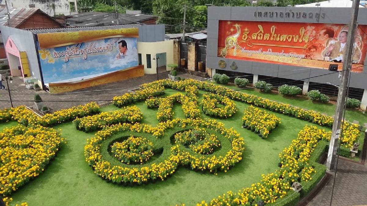 สุดคึกคัก..!! นักท่องเที่ยว แห่ถ่ายรูปแปรอักษาดาวเรือง รักพ่อไม่สิ้นสุด ที่ 3 แยก เทศบาล ต.ฉลุง (มีคลิป)
