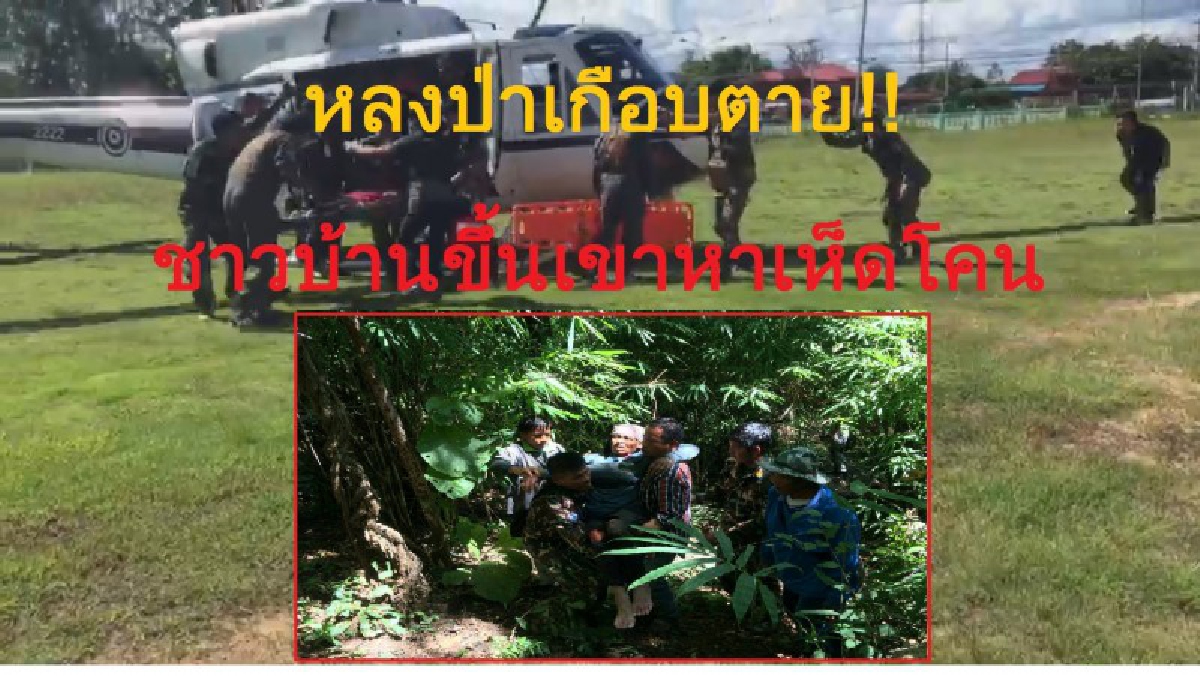 พบแล้วชาวบ้านออกหาเห็ด หลงป่าหนึ่งคืนเต็ม เกือบตาย ต้องใช้เฮลิคอปเตอร์นำตัวส่งโรงพยาบาลด่วน (คลิป)