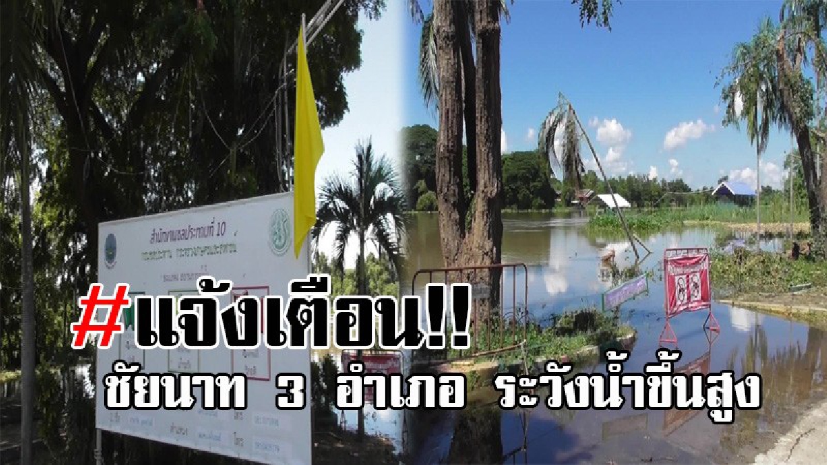 #ประกาศ..!! ชป.ขึ้นธงสีเหลือง เตือนชัยนาท 3 อำเภอ เฝ้าระวังน้ำเจ้าพระยาขึ้นสูง ขณะที่น้ำท่วมบ้านเรือนกว่า 640 หลัง ขยายวงกว้างท่วมสูงมากขึ้น