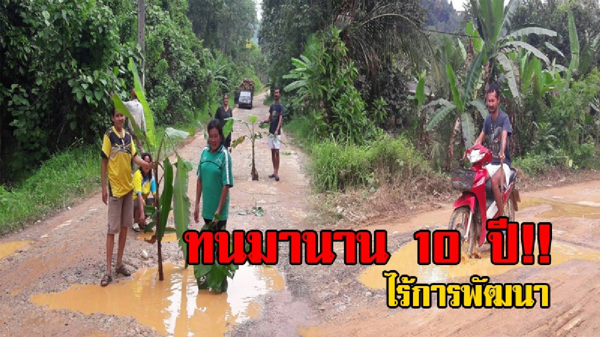 ยังมีอยู่อีก!? ถนนในเป็นหลุมแอ่งกระทะน้ำขังยาว 3 กิโลเมตร ชาวบ้านสุดทนพังมานานกว่า 10 ปี ที่ต้องทนใช้ ทนทุกข์ ทนรถล้ม เพราะไร้คนเหลียวแล..!!