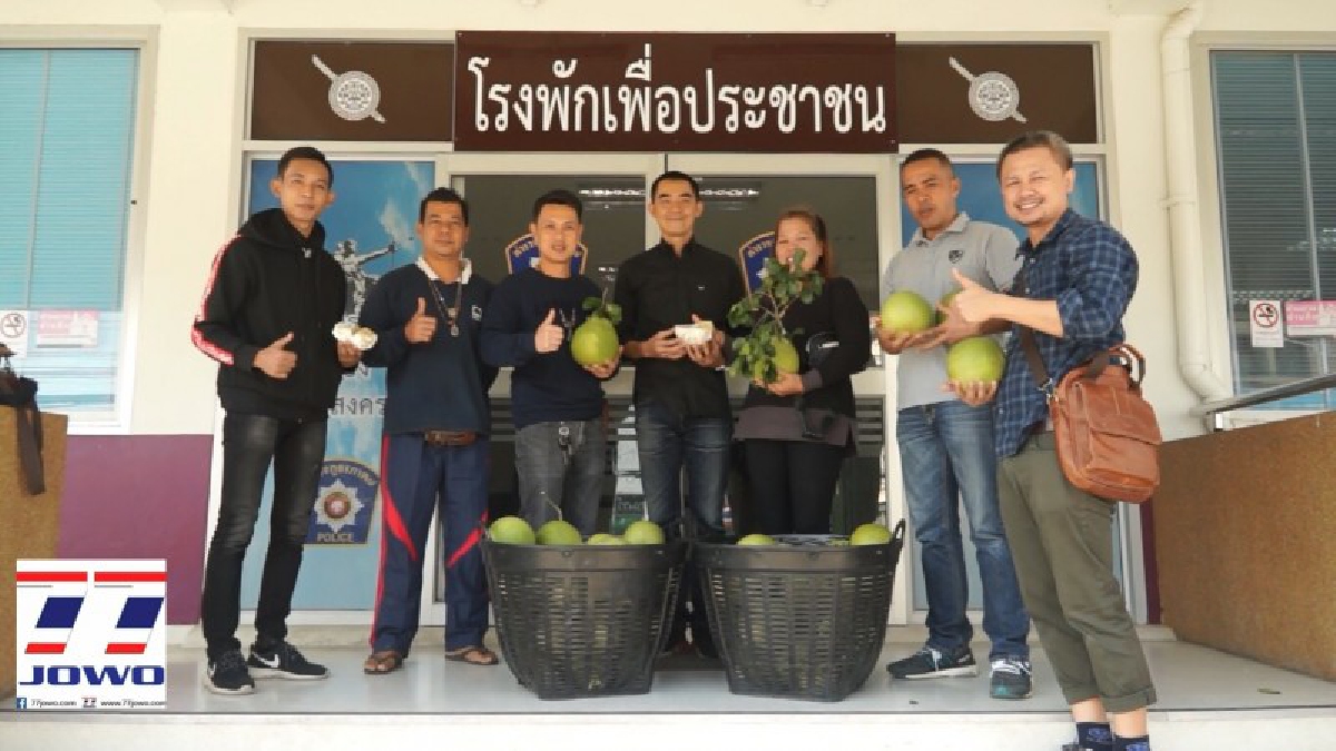 สุดซาบซึ้ง !! สาวใหญ่หอบส้มโอเกือบ 100 ลูก ขอบคุณตำรวจ สภ.เมืองสมุทรสงคราม หลังตามจับกุมผู้ก่อเหตุงัดรถปิกอัพของตนได้!