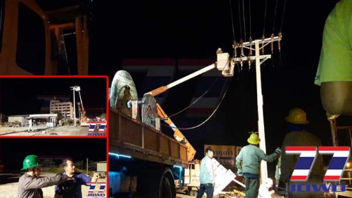 หวั่นเกิดเหตุซ้ำ..!! จนท.การไฟฟ้า เร่งปักเสาพาดสายไฟ เพื่อแก้ปัญหาความเดือดร้อนให้ปชช. หลังเกิดอุบัติเหตุ รถเกี่ยวสายเคเบิลจนเสาหัก (ชมคลิป)