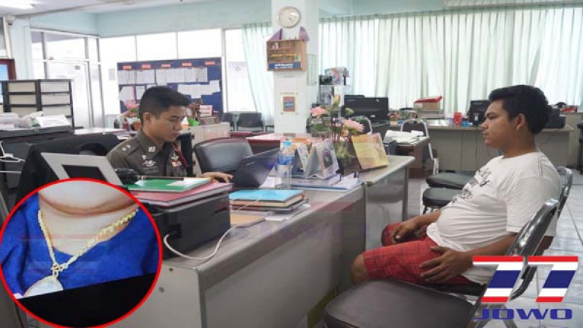 กระชากสร้อยทองคำพ่อค้าขายพวงมาลัยหน้าร้านสะดวกซื้อ