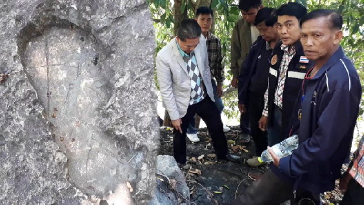ตะลึง!! พบรอยเท้ามนุษย์ยักษ์โผล่บนหินหน้าปากถ้ำค้างคาวสุโขทัย