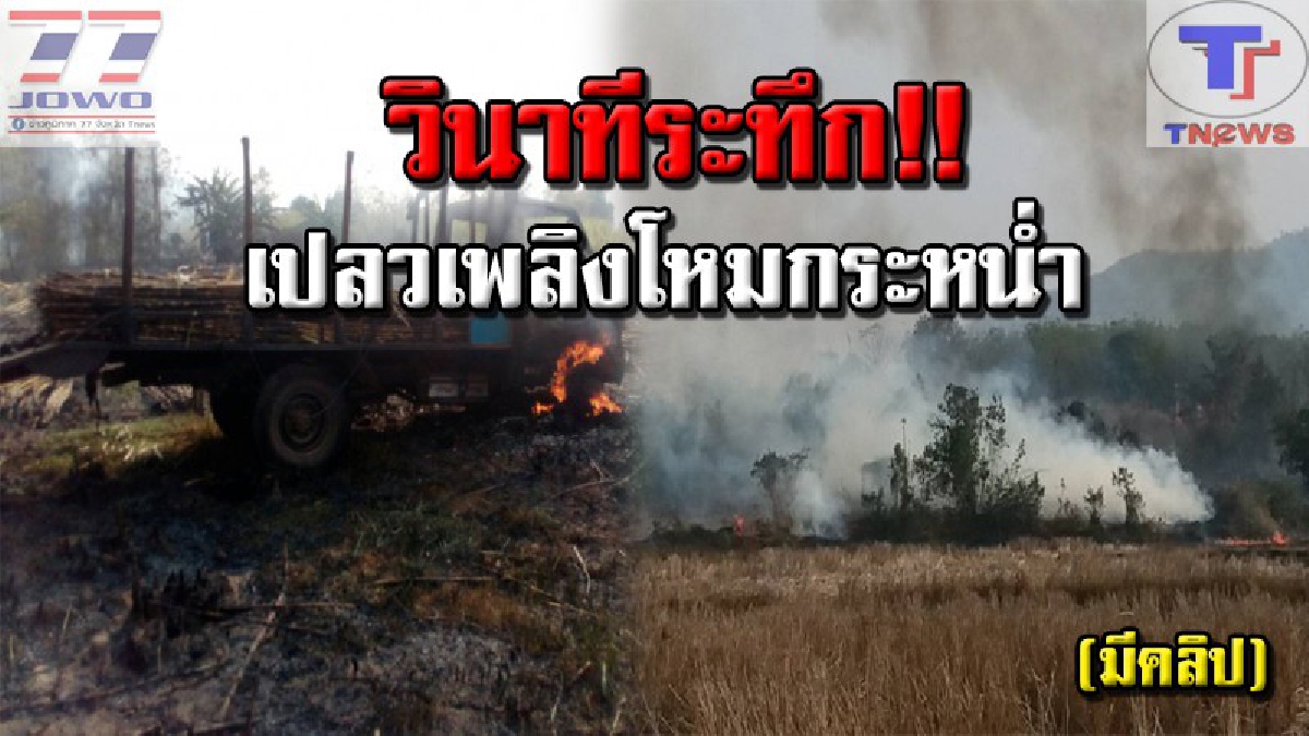ระทึกทั้งบาง !! เปลวไฟปริศนาลุกไหม้รถอ้อย ลามเข้าวัด ไร่อ้อย สวนยางวอดวาย คาดเครื่องยนต์ร้อนจัดเป็นเหตุ (มีคลิป)
