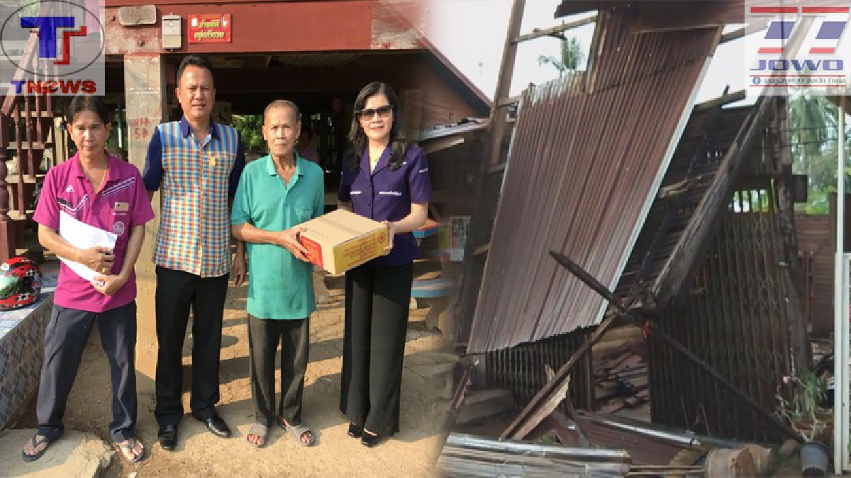 สุโขทัย!! พายุฝนถล่มศรีสัชนาลัย จนท.เร่งสำรวจความเสียหาย พร้อมมอบถุงยังชีพแก่ผู้ประสบภัย (คลิป)