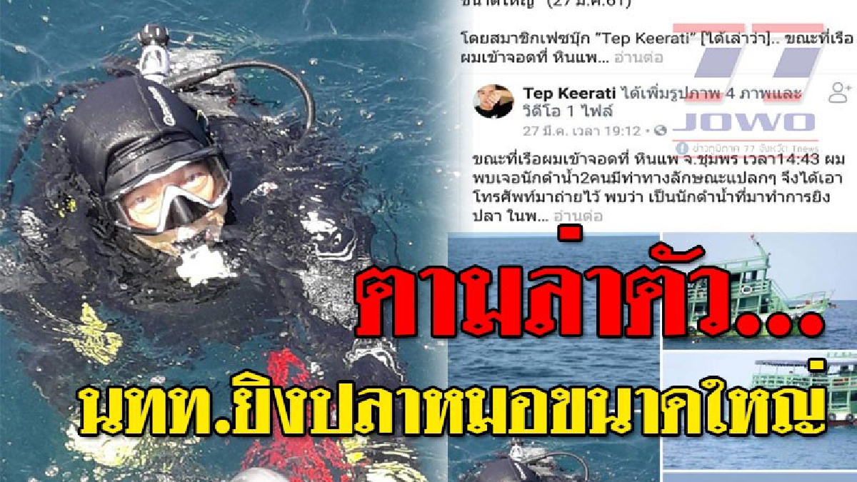อย่าให้มันมีที่ยืนในสังคม ! อุทยานฯเร่งล่าตัว "นักดำน้ำ" หลังลอบยิง "ปลาหมอทะเลถึง 5 ตัว" หลักฐานมัดแน่น ทำโซเชียลแชร์ว่อน..!?? (ชมคลิป)
