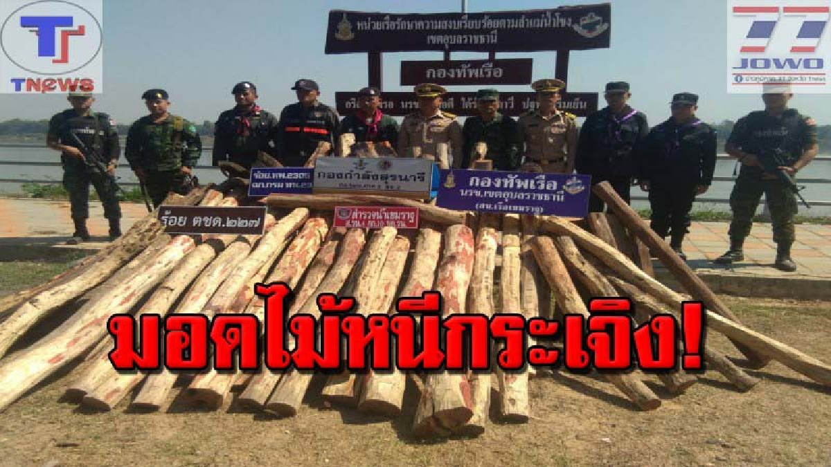 จับได้ไม่เว้นวัน !!! นรข.อุบลฯ ยึดไม้พะยูง 54 ท่อน กระบะ 1 คัน เตรียมส่งข้ามโขง ผู้ต้องหาหลบหนีได้ทัน (คลิป)