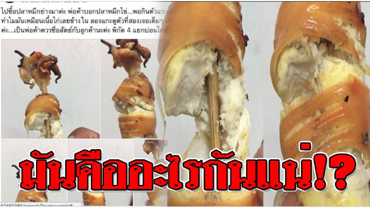 กัดคำแรกก็รู้สึก..!? ประร้อนฉ่าทั่วโซเชียล หลังสาวเลิกงานแวะซื้อปลาหมึกไข่ย่าง แต่ดันเจอบางสิ่งแปลกปลอม ยัดเข้ามาแทนไข่ปลาหมึก..!!