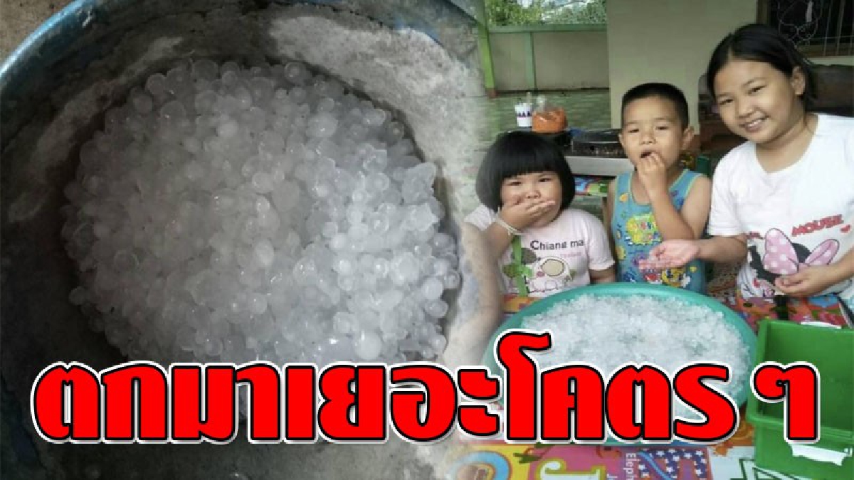 เก็บได้เป็นถัง ! พายุซัดลูกเห็บถล่มแม่ทะ จ.ลำปาง ชาวบ้านมาเห็นแทบช็อก..มันเยอะกว่าที่คิด! แถมเด็กๆ..ซุกซนหยิบมาชิมเล่นเพียบ!?? (ชมคลิป)