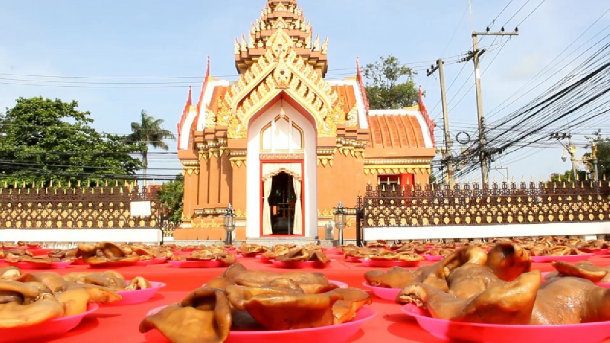 กลุ่มผู้เลี้ยงสุกรจังหวัดสระบุรีจัดพิธีไหว้หัวหมู 400 หัว เสริมสิริมงคลทั่วไทย (มีคลิป)