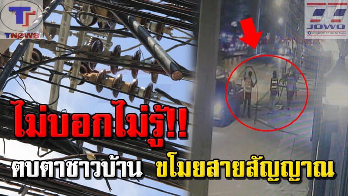 อย่างเนียน..!!! ดูชัดๆ แก๊งค์คนร้ายอาละวาด ยกพวก 6 คนขโมยสายสัญญาณโทรศัพท์ เอาทองแดงไปขาย!? ทำชาวบ้านเดือดร้อนเป็นวงกว้าง (คลิป)