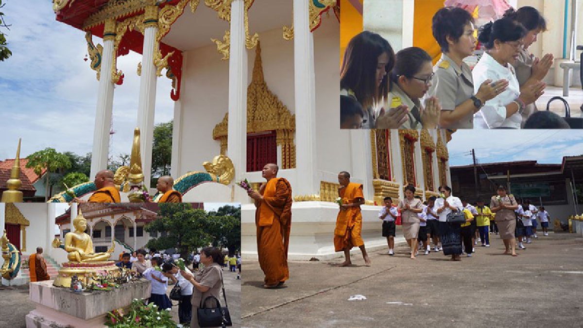 บึงกาฬ..ฝึกเข้าวัดฟังธรรม!! ครูพานักเรียนร่วมสืบสานประเพณีวันวิสาขบูชา โดยการเวียนเทียนฟังธรรมเทศนา (ชมคลิป)