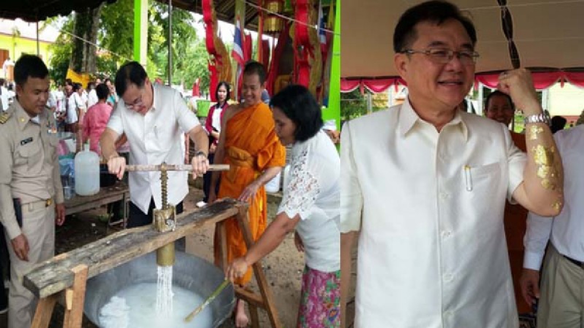 ฮือฮารองผู้ว่า ฯแขนทอง!!ทองคำเปลวติดแน่นแขนรองผู้ว่าฯเมืองคอนหลังพิธีห่มผ้าหลวงพ่อองค์ใหญ่วัดเขาพระทอง-คอหวยตีเลขเด็ดเสี่ยงโชคคึกคัก