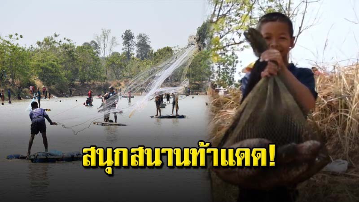 เซียนจับปลา ทั้งรุ่นเล็กรุ่นใหญ่ เฮโลจับปลาการกุศลได้ทั้งปลาได้ทั้งบุญ ท่ามกลางอากาศร้อนจัดในช่วงหน้าแล้ง (คลิป)