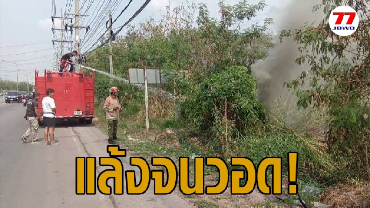 วอดหนัก!ร้อนจัดเกิดเพลิงไหม้ป่าธูปเจ้าหน้าที่วิ่งวุ่นนำรถดับเพลิงสกัดก่อนลามเข้าตลาดใหญ่เมืองโคราช