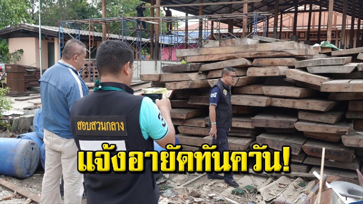 หัวหน้าพยัคฆ์ไพรร่วมตรวจสอบไม้แปรรูปหวงห้ามที่วัดบางพูน