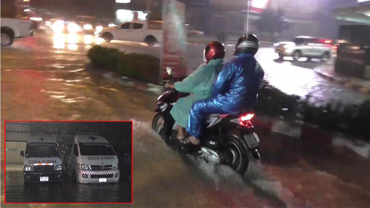 คุณพระ..!!ฝนกระหน่ำอย่างหนัก ทำอ่างทองน้ำท่วมตลาด-โรงพยาบาลกว่า สูงกว่า 50 ซม.เจ้าหน้าที่เร่งระดมสูบน้ำกู้วิกฤต