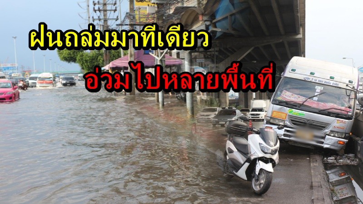 ฝนถล่มมาห่าเดียว อ่วมไปหลายพื้นที่ ถนนพหลโยธินท่วมหนัก เตือนผู้ใช้รถ ใช้ถนนโปรดระวัง