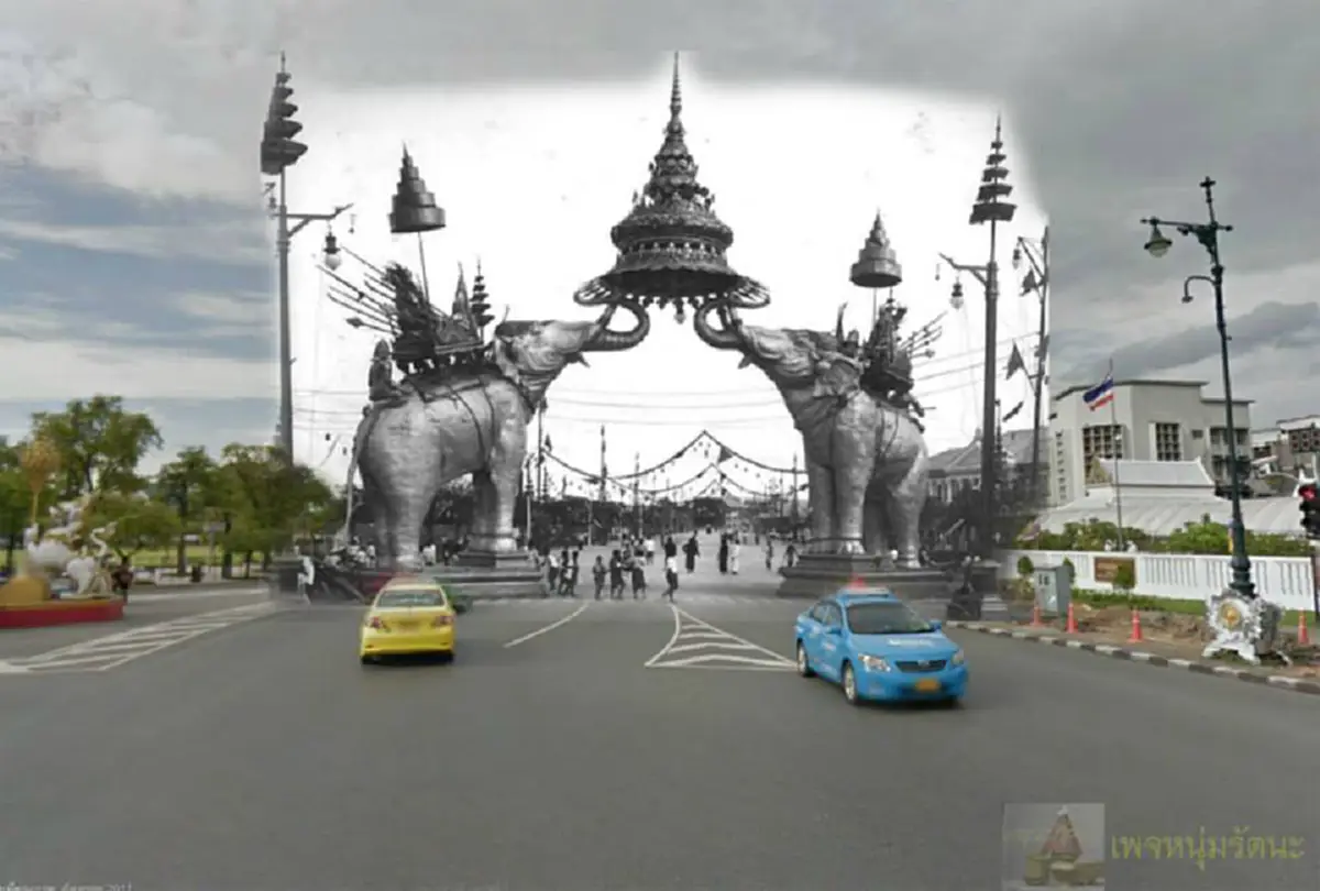 เปิด14ภาพ เมื่อมีผู้นำเงาอดีตมาซ้อนภาพปัจจุบันของ กรุงเทพมหานคร เลอค่าหาชมยากจริงๆ (ชมภาพ)