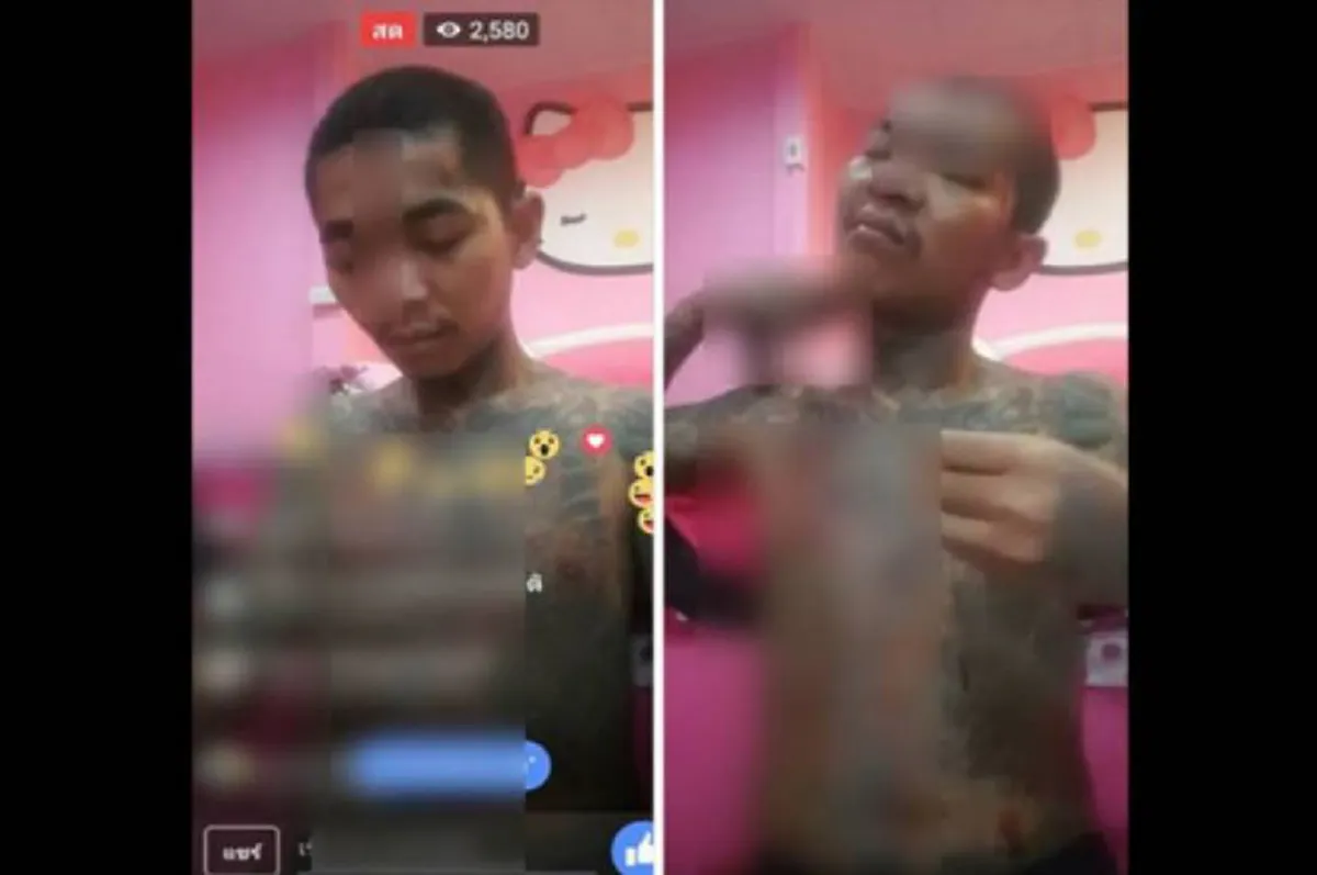 แตกตื่น !!! "เน วัดดาว" ไลฟ์สดเฟซบุ๊ก ใช้มีดปาดตามร่างกายจนเลือดไหล ท้าทายพรบ.คอมพ์ฯ ที่เพิ่งประกาศใช้ในวันนี้ !!!