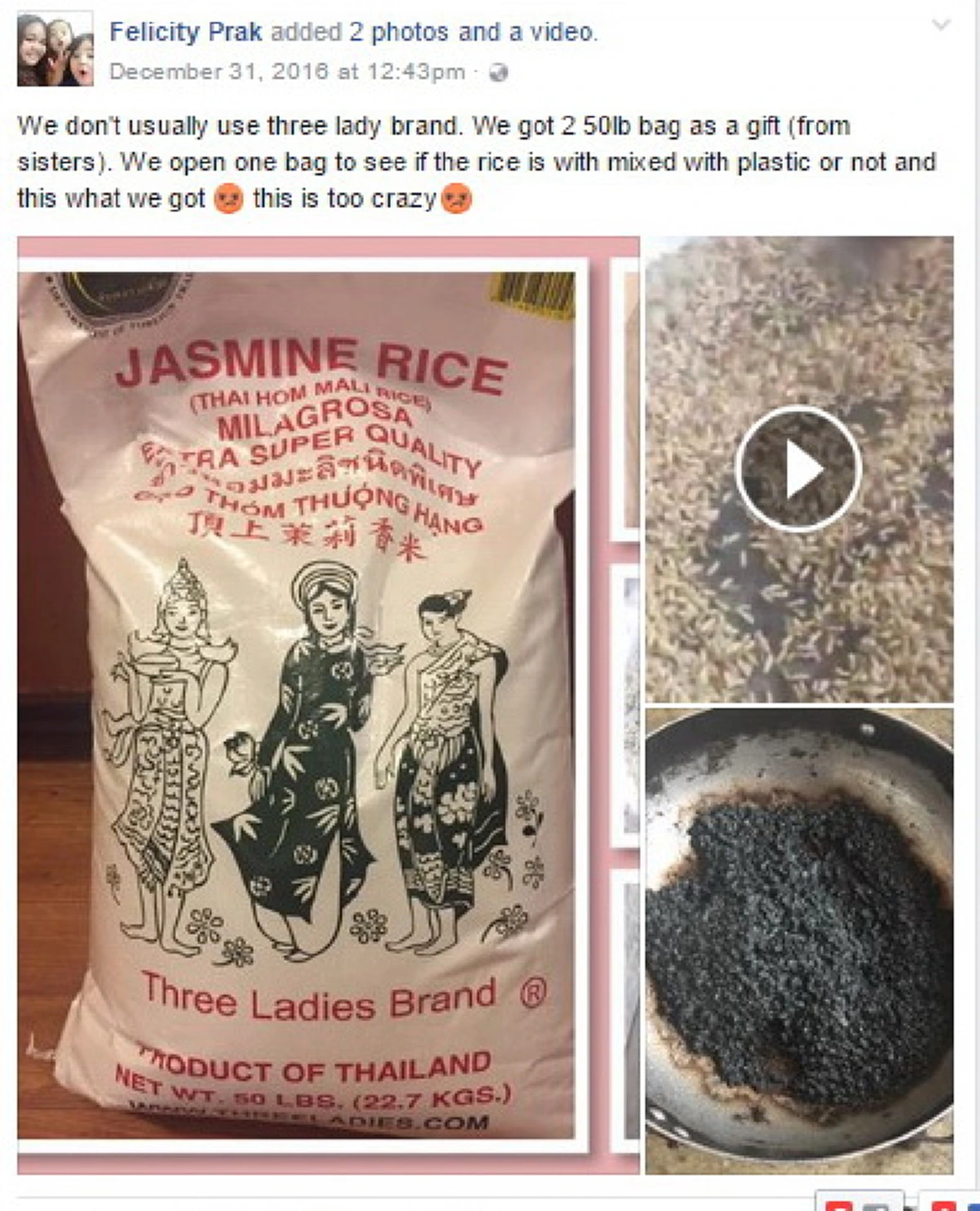 ดิสเครดิตไทย!! สาวอเมริกัน "อ้าง" ข้าวไทยปลอมจากพลาสติก หลัง "คั่ว" จนไหม้  ก่อนโดนเพจดัง "แฉ" สื่ออเมริกา "เต้าข่าว" 