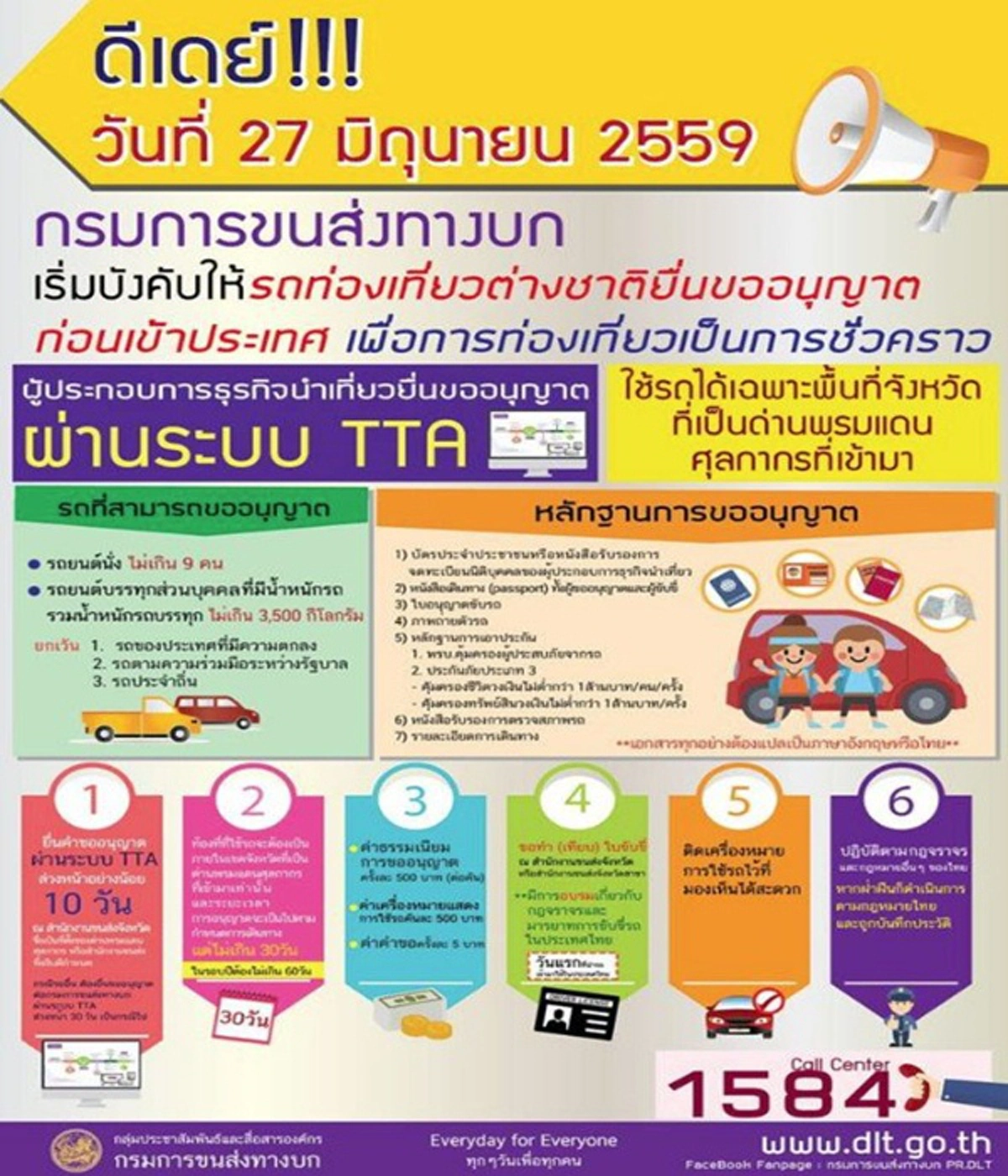 เริ่มแล้ววันนี้!!  ขนส่งบังคับรถท่องเที่ยวต่างแดนต้องได้รับอนุญาตก่อนนำเข้ามาวิ่ง