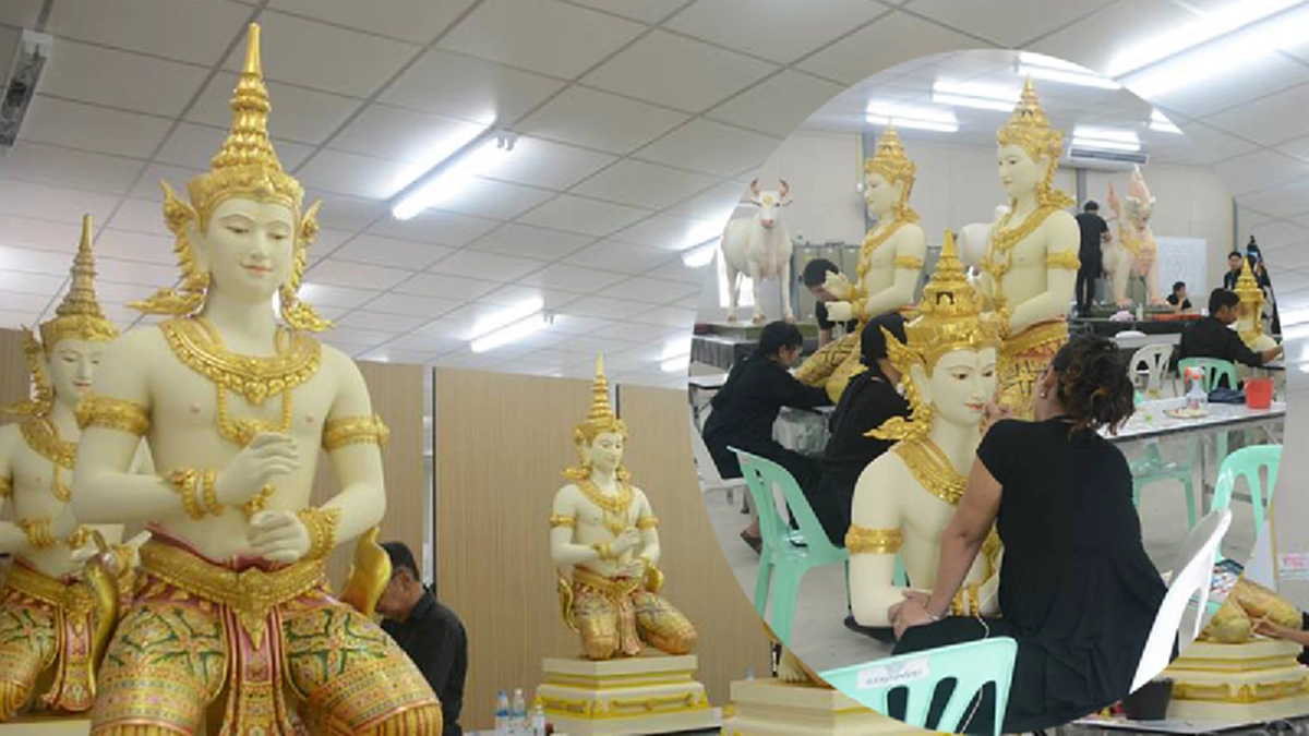 คืบหน้ากว่า ๕๒% แล้ว...กรมศิลป์เผย ภาพรวมคืบหน้าเกินครึ่ง  รูปปั้นพระนารายณ์ที่ถอดแบบจากพระพักตร์ในหลวง กำลังเขียนสีและปั้นรายละเอียด!