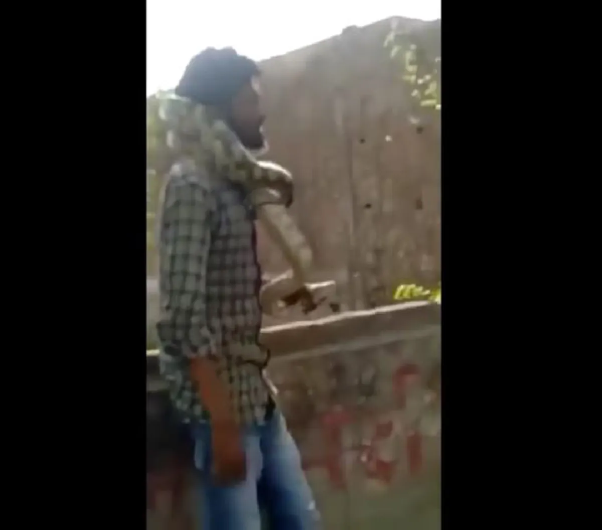 หมองูเกือบตายเพราะงู !!! หนุ่มโชว์แสดง นำงูมาคล้องคอ สุดท้ายงูรัดแน่น จนทรุดลงกับพื้น (คลิป)