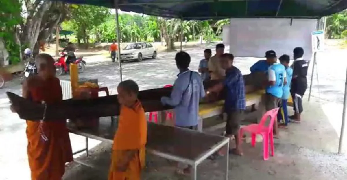 เรือโบราณไม้ตะเคียนทอง โผล่แม่น้ำตาปี