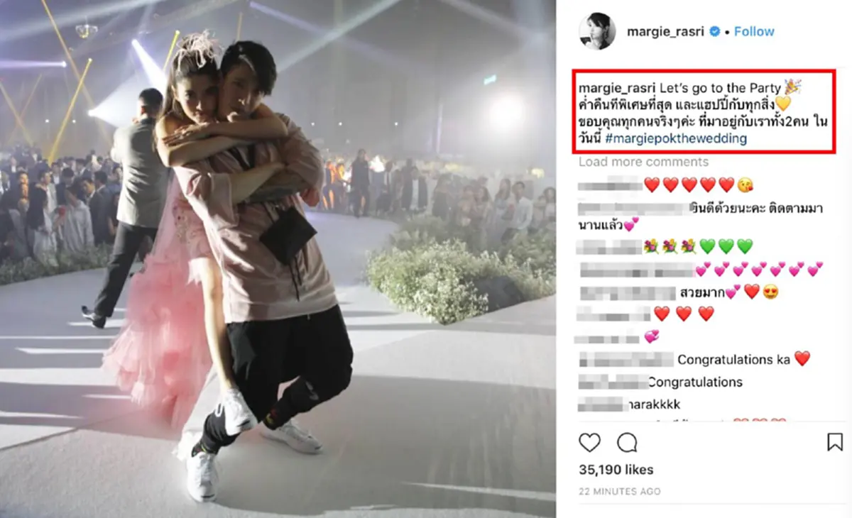 *สุดเวอร์วังอลังการ!!! งานวิวาห์คู่รักพันล้าน “มาร์กี้ ราศรี -ป๊อก ภัสสรกรณ์” จัดเต็มชุดเจ้าสาวสุดหรู พร้อมแหวนเพชร 4.1 กะรัต! คนบันเทิงร่วมงานคับคั่ง!!! (ชมคลิป+ภาพ)